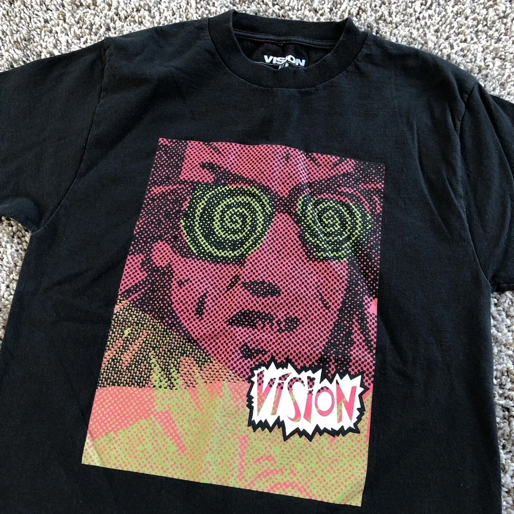 Vision Street Wear Psycho Stick T-Shirt Mens Size Small Retro Graphic Print‎ Y2K